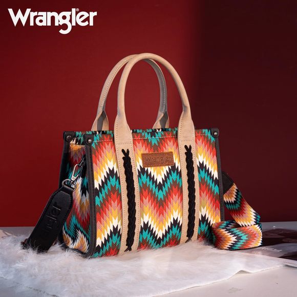 Wrangler Tote Bag Southewestern Wave Print Canvas Top-Handle C :] - Picture 4 of 7